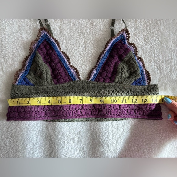 Free People Free Another Weekend Longline Bralette Green purple sz M - Picture 7 of 9
